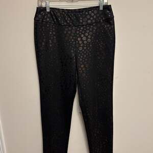 Metallic bronze polkadot pull on leggings